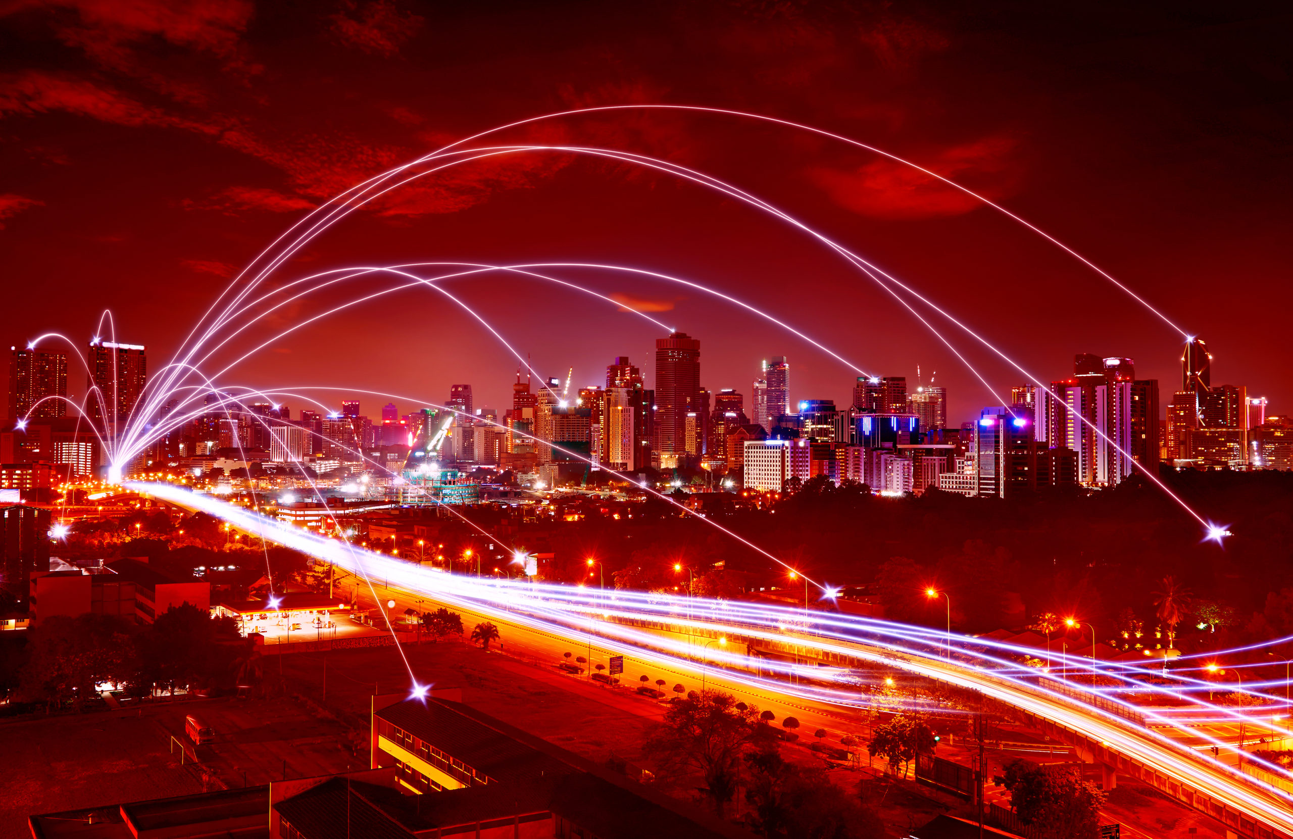 city scape and network connection concept